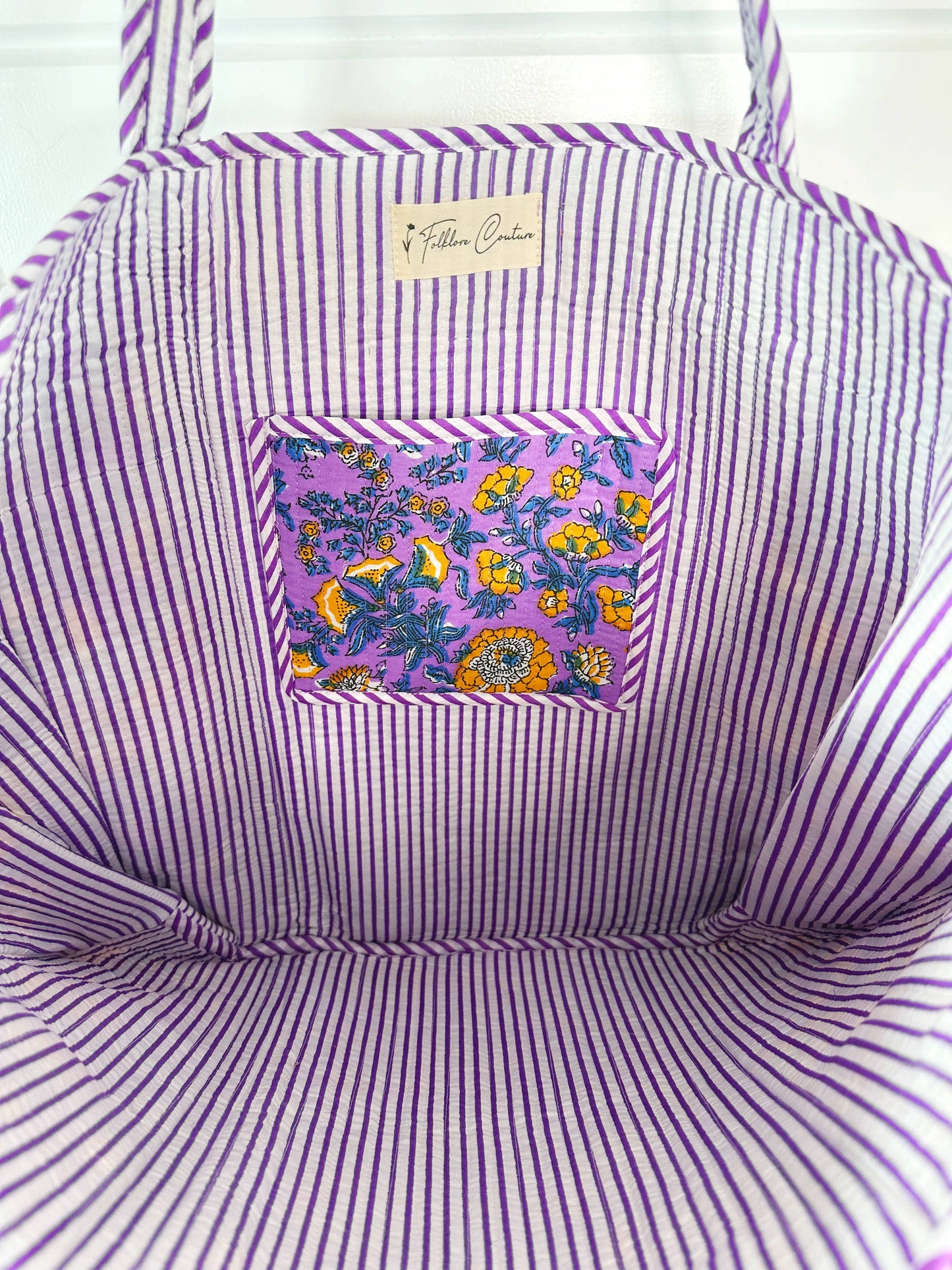Quilted Purple & Yellow Tote