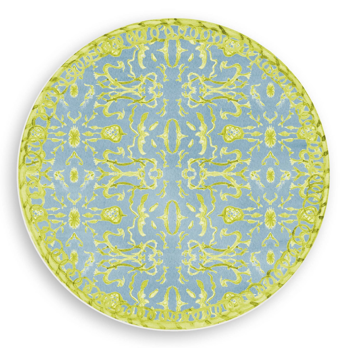 Blue & Chartreuse Chinoiserie Reversible Vinyl Placemat