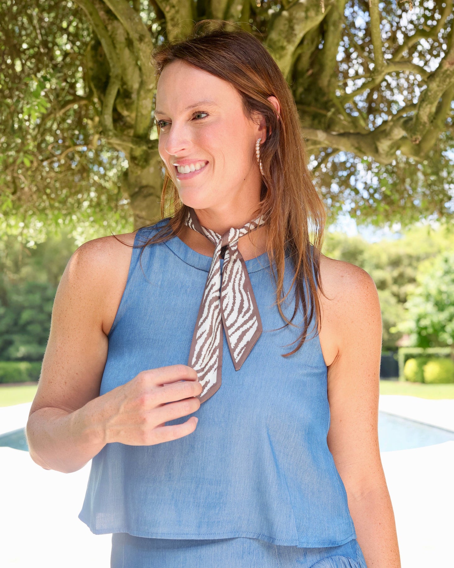 Zara Zebra Print Skinny Scarf BROWN