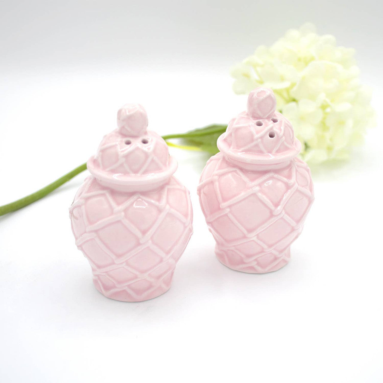 Pink Textured Jar Salt & Pepper Shaker Set