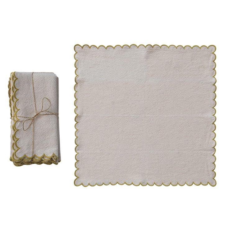 S/4 Scalloped Cotton Napkins