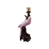 Parrot Taper Holder in Antique Gold/Pink