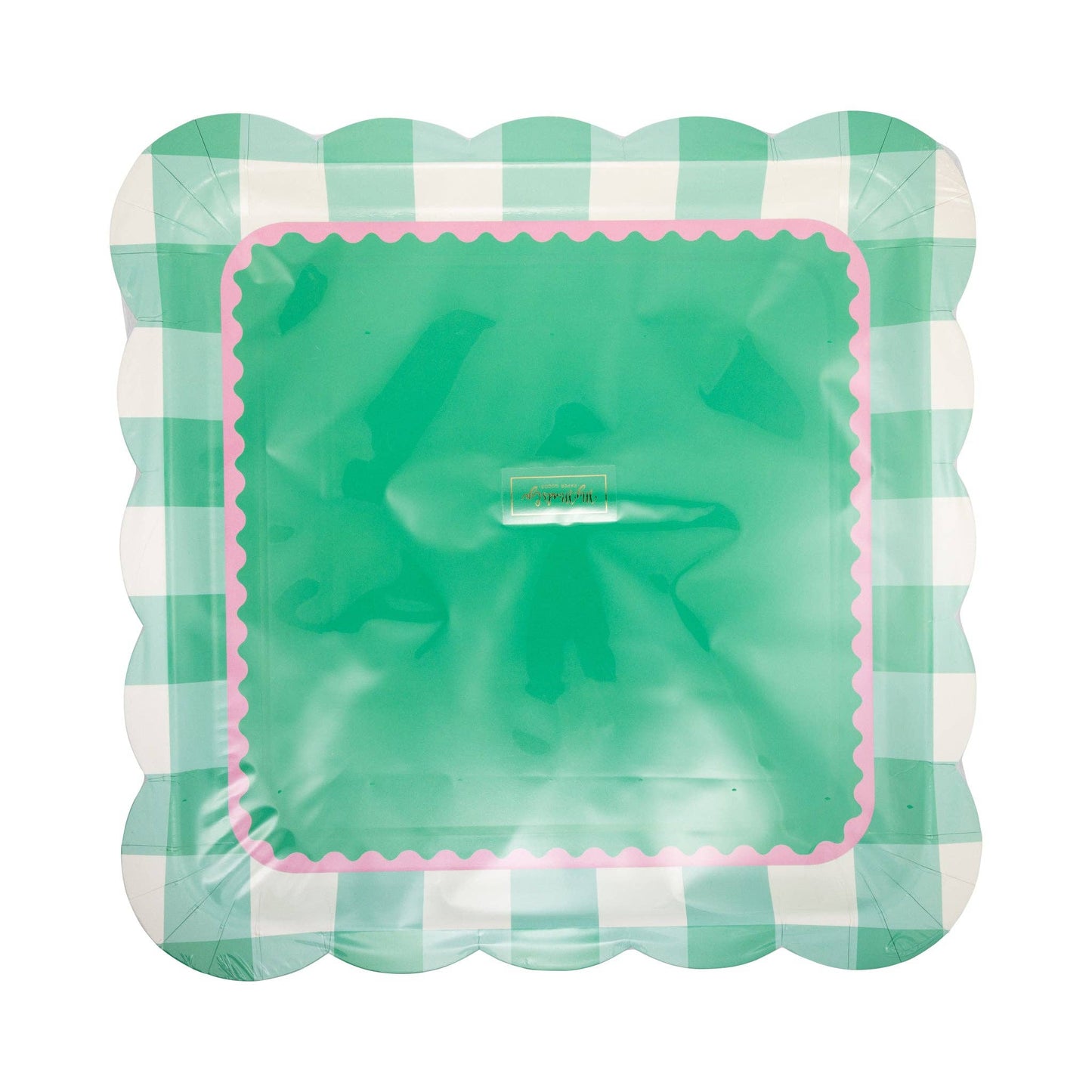 Pink & Green Gingham Plate