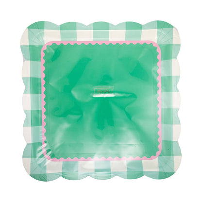 Pink & Green Gingham Plate