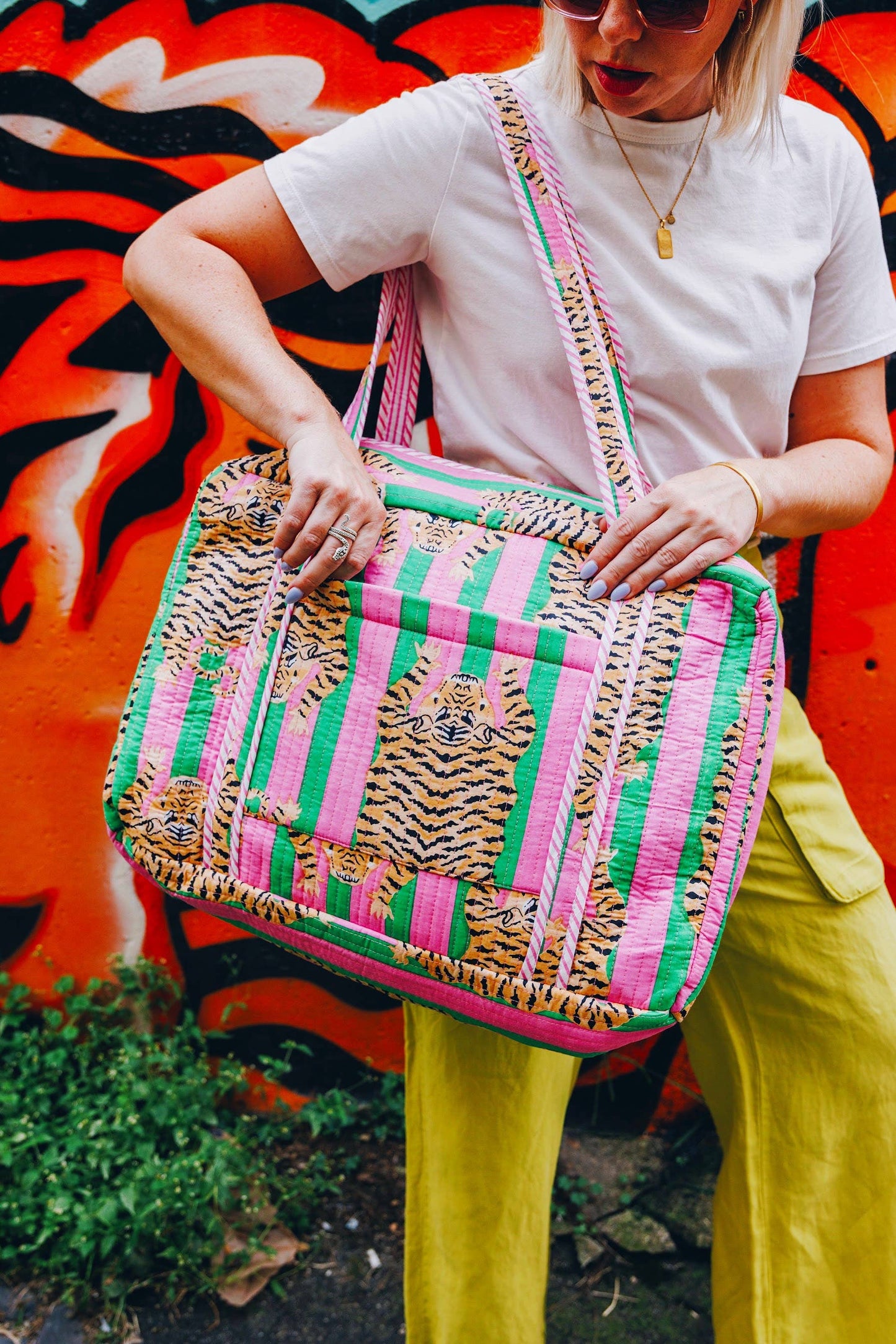 Pink & Green Tiger Duffle