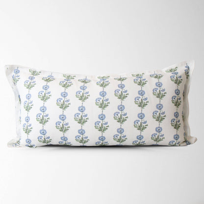 Amalthea Blue Linen Lumbar Pillow