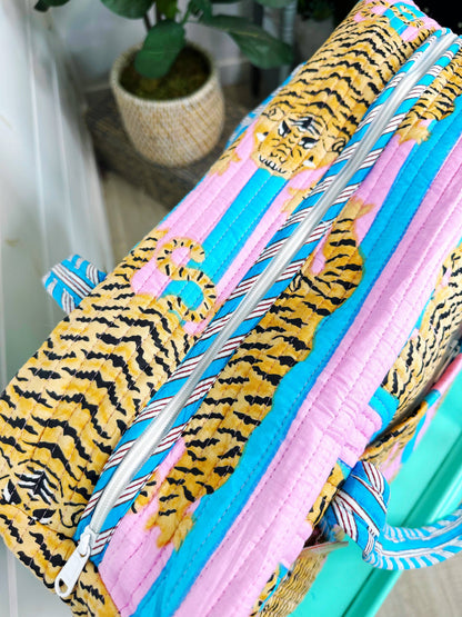 Handmade Quilted Duffle Bag - Cotton Candy Tiger Weekender