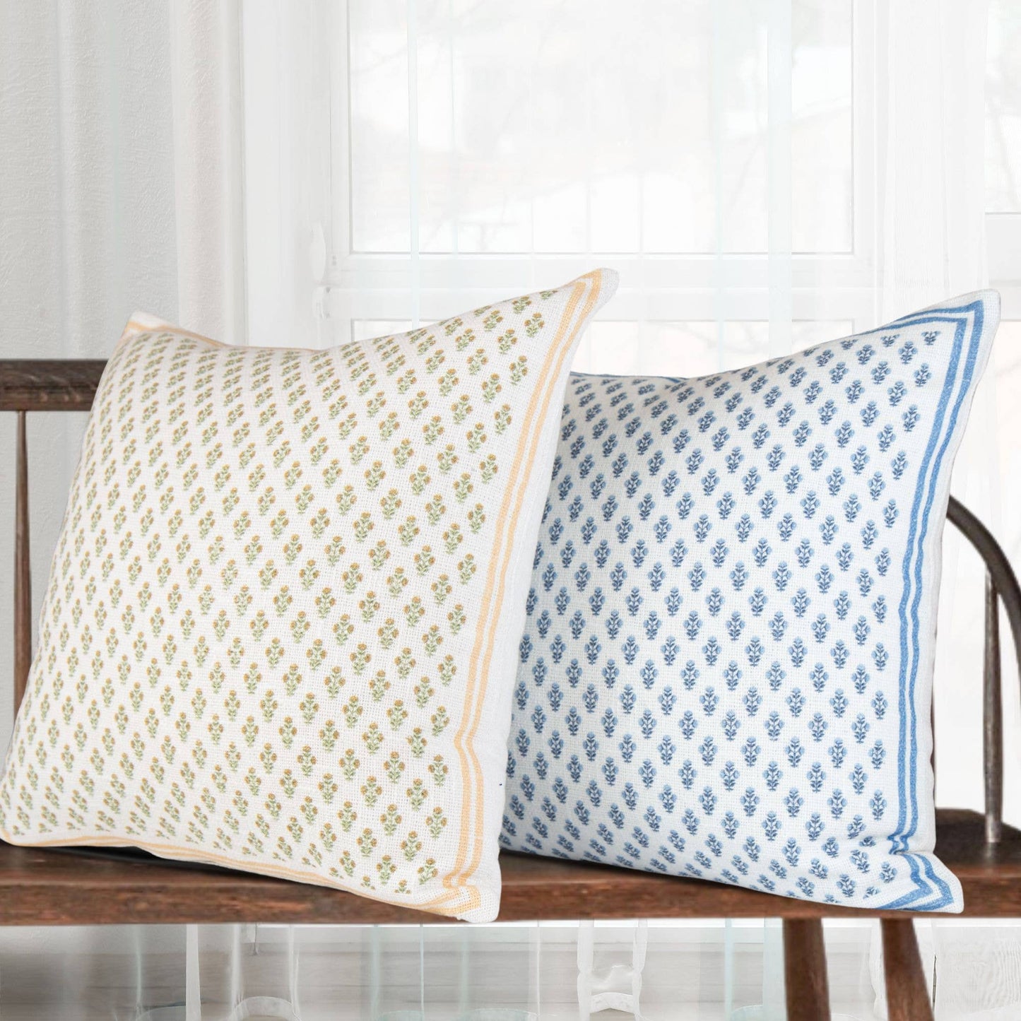 Celeste Mughal Flower Pillow- Blue