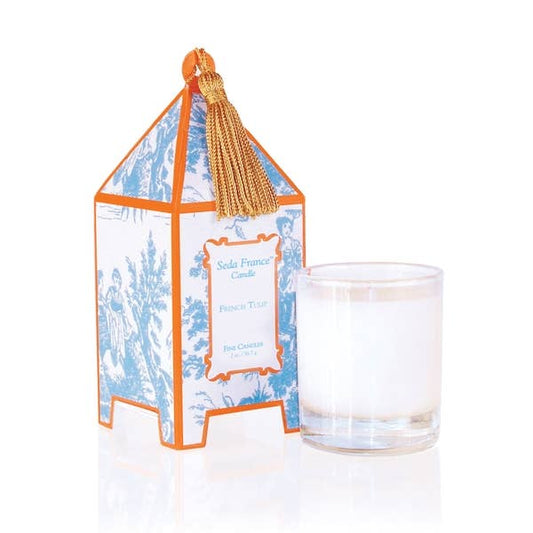 French Tulip Toile Mini Pagoda Candle