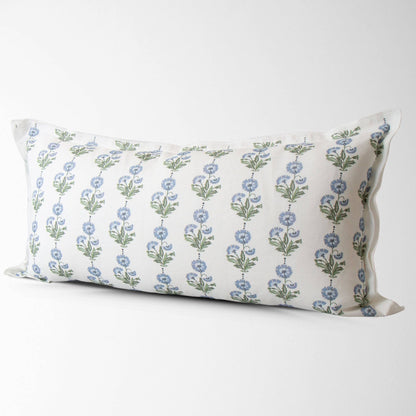 Amalthea Blue Linen Lumbar Pillow