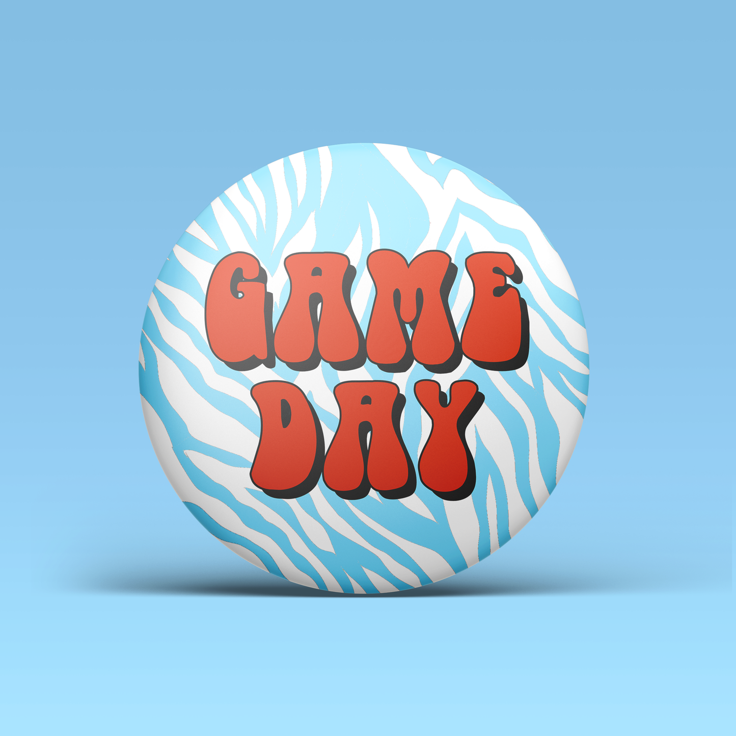 Blue & Red Zebra Game Day Button