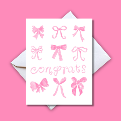 Pink Bow Congrats Card