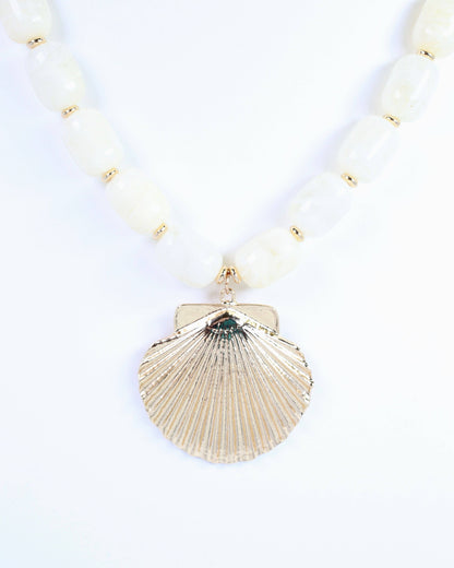 Bega Marble Beaded Shell Necklace Ivory