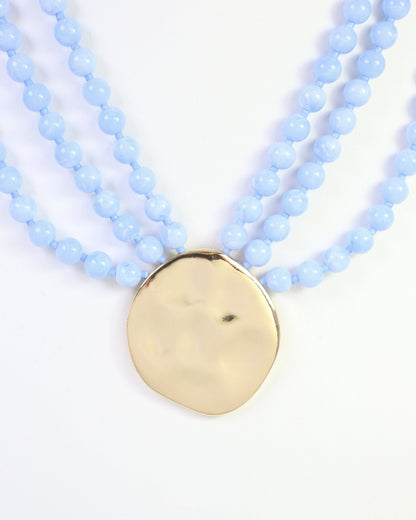 Kori Beaded Layered Necklace with Pendant Blue