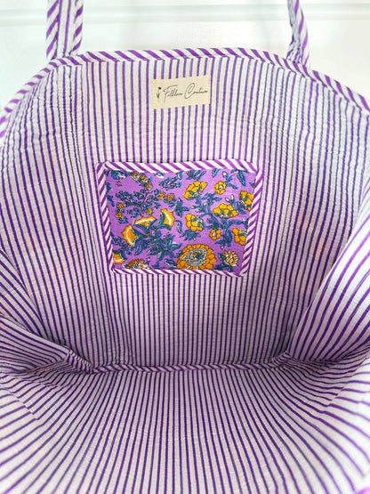 Quilted Purple & Yellow Tote