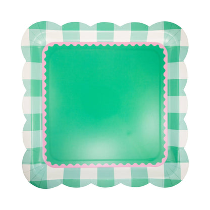 Pink & Green Gingham Plate