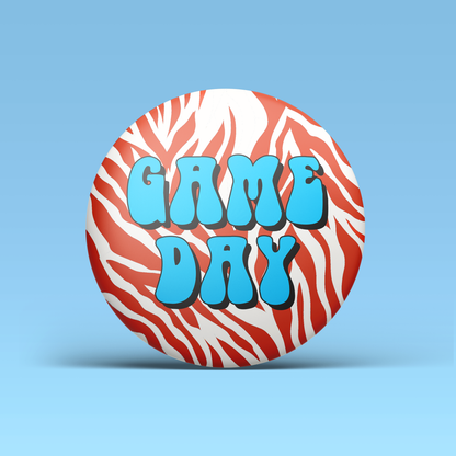 Blue & Red Zebra Game Day Button