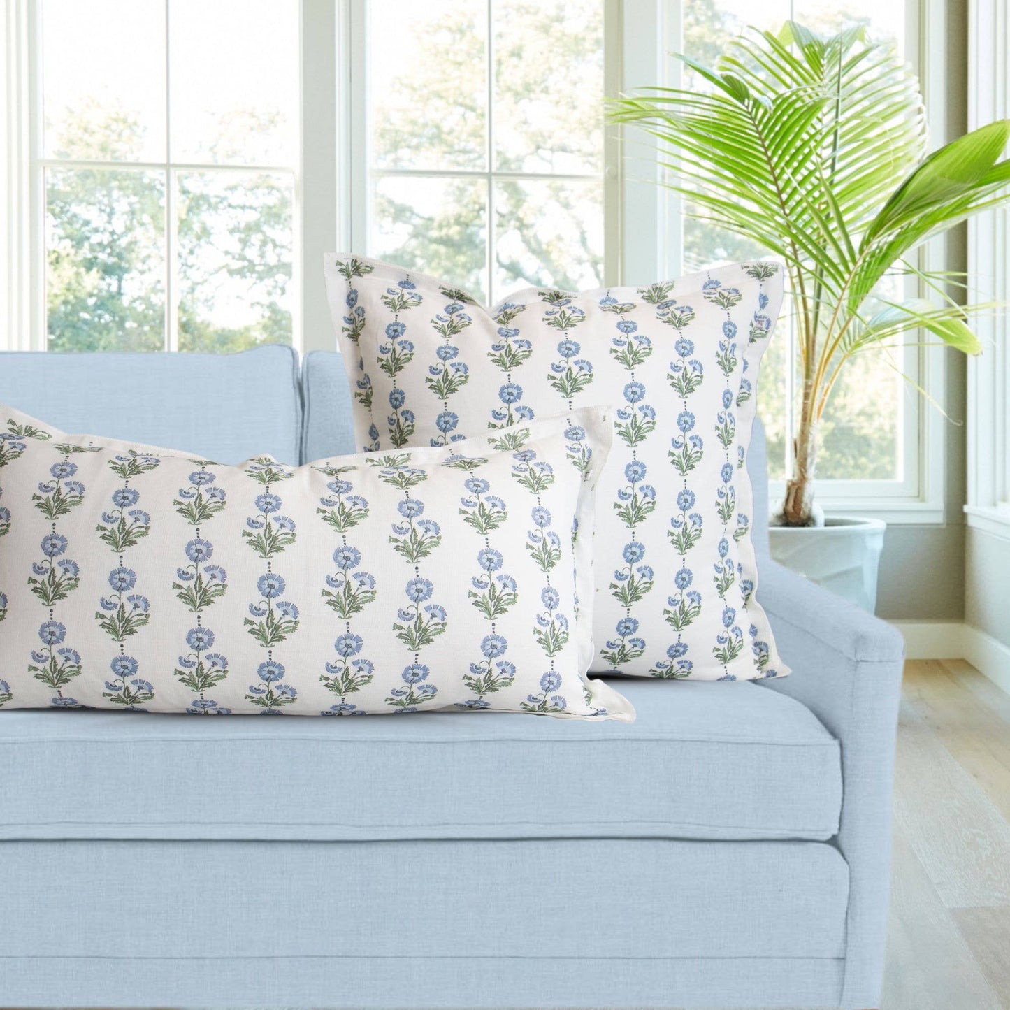 Amalthea Blue Linen Lumbar Pillow