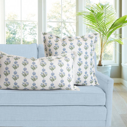 Amalthea Blue Linen Lumbar Pillow