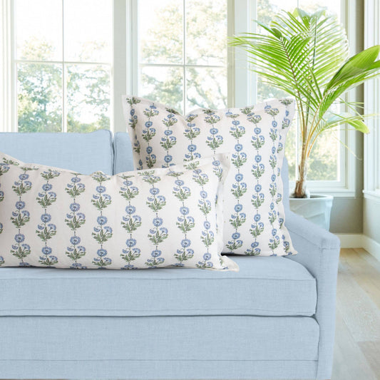 Amalthea Blue Linen Lumbar Pillow