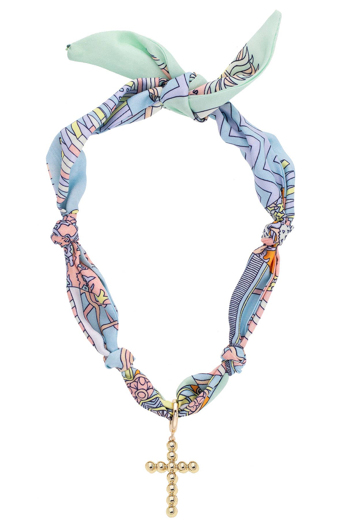 Louisa Beaded Cross Scarf Necklace