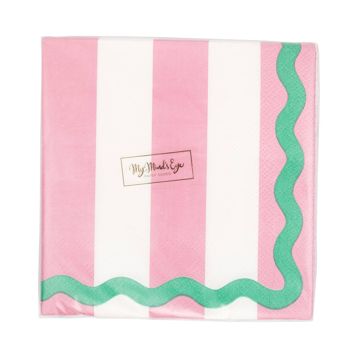 Pink & Green Stripes Cocktail Napkin