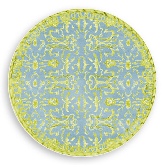 Blue & Chartreuse Chinoiserie Reversible Vinyl Placemat