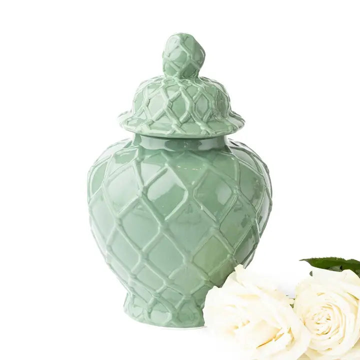 Green Textured Ginger Jar
