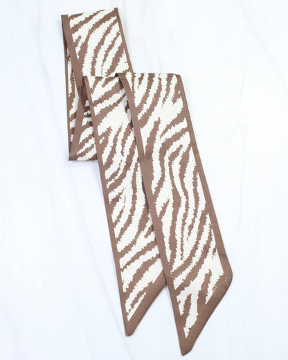 Zara Zebra Print Skinny Scarf BROWN