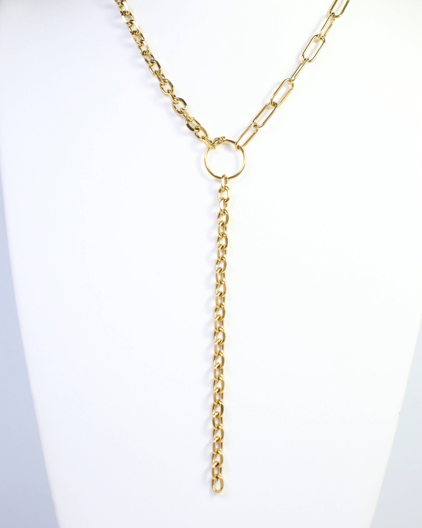 Corina Asymmetric Link Y Necklace WP Gold