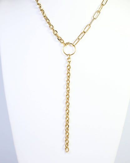 Corina Asymmetric Link Y Necklace WP Gold