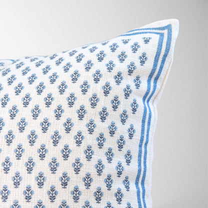 Celeste Mughal Flower Pillow- Blue