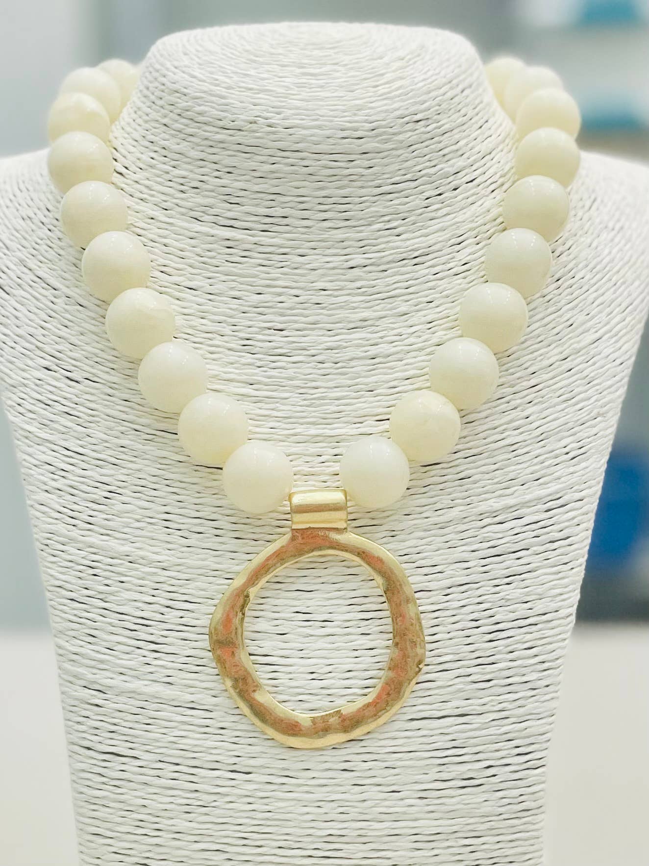 Ivory Ball Necklace w/Pendant