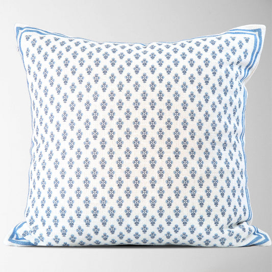 Celeste Mughal Flower Pillow- Blue