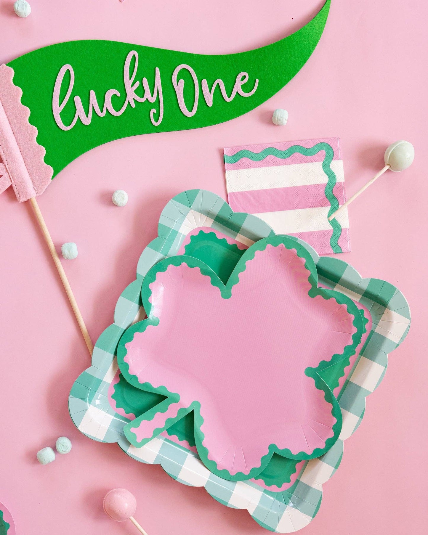 Pink & Green Gingham Plate
