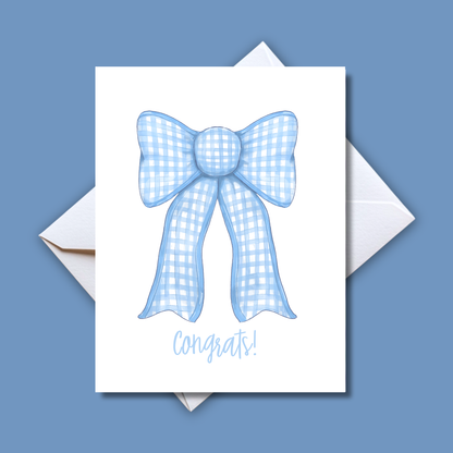 New Baby Boy Gingham Greeting Card