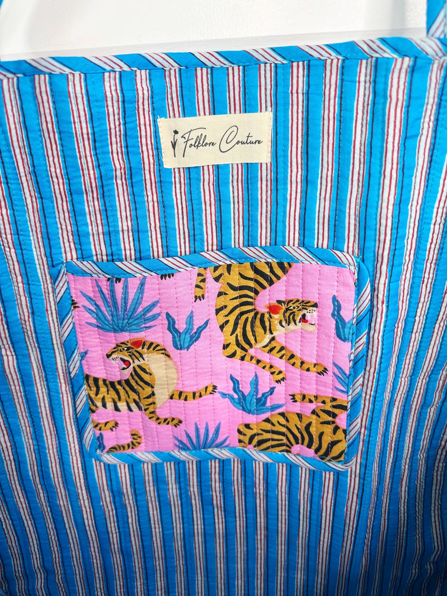 Hot Pink & Blue Tiger Tote