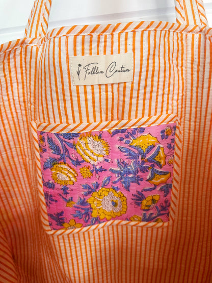 Quilted Pink & Yellow Tote