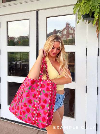 Tote Bags Quilted | Large Travel Tote | Aqua Garden Party