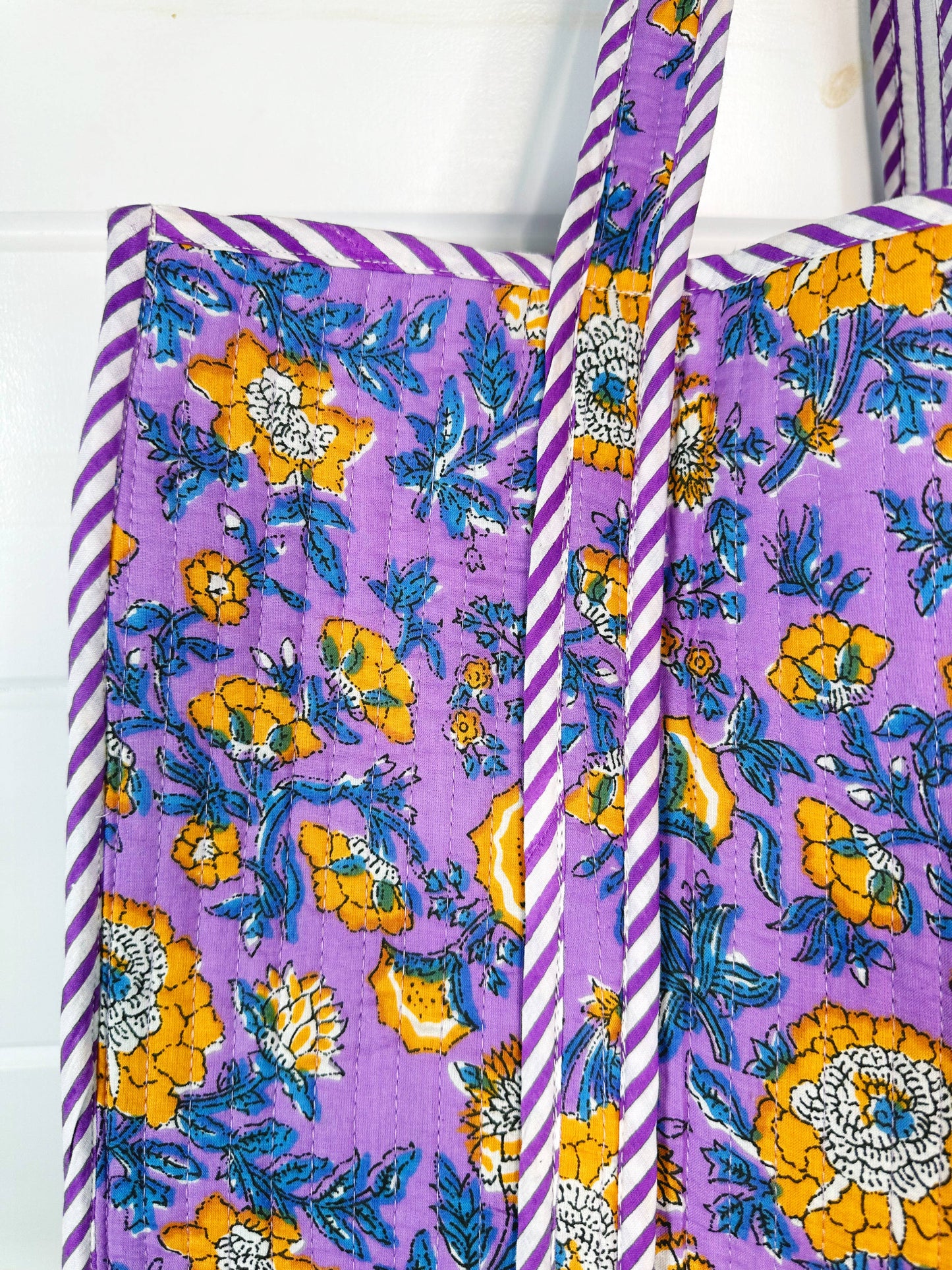 Quilted Purple & Yellow Tote