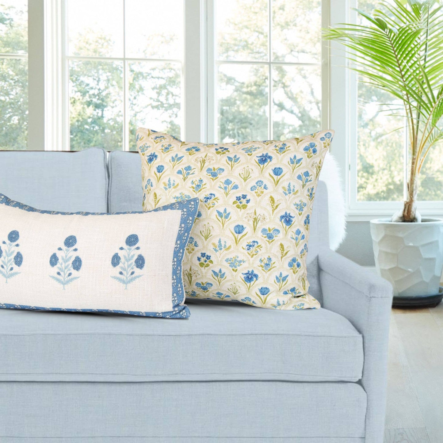 Harlow Blue Floral Garden Pillow