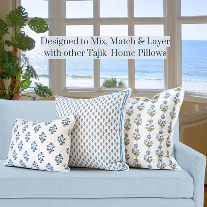 Amalthea Blue Linen Square Pillow