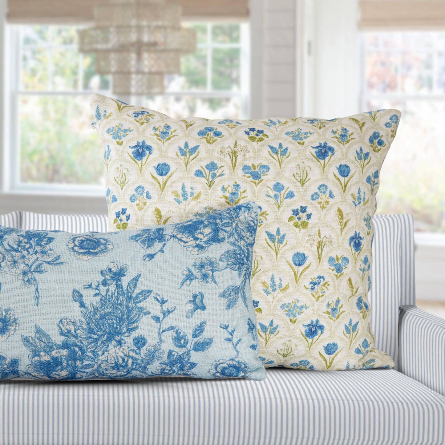 Harlow Blue Floral Garden Pillow