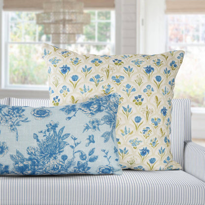 Harlow Blue Floral Garden Pillow