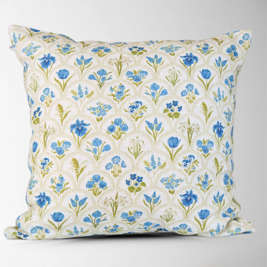 Harlow Blue Floral Garden Pillow