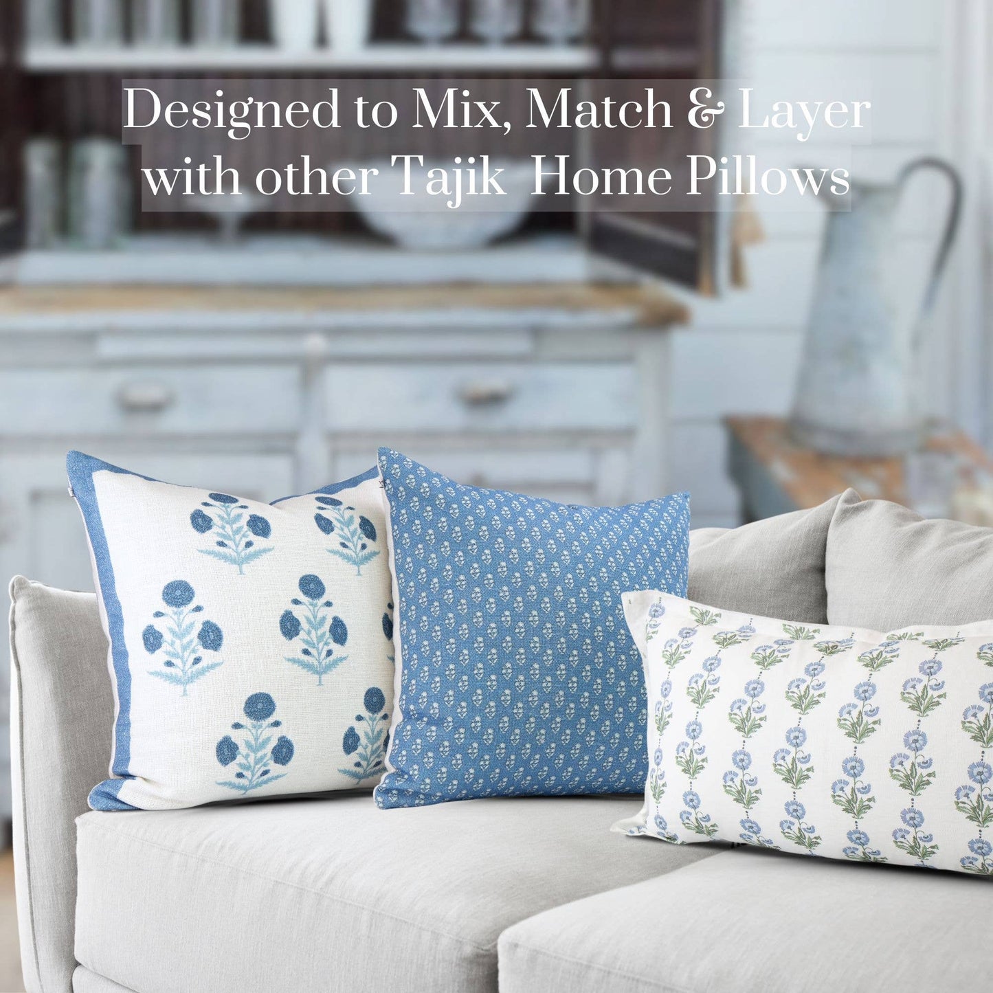 Amalthea Blue Linen Lumbar Pillow