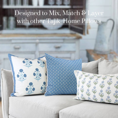 Amalthea Blue Linen Lumbar Pillow