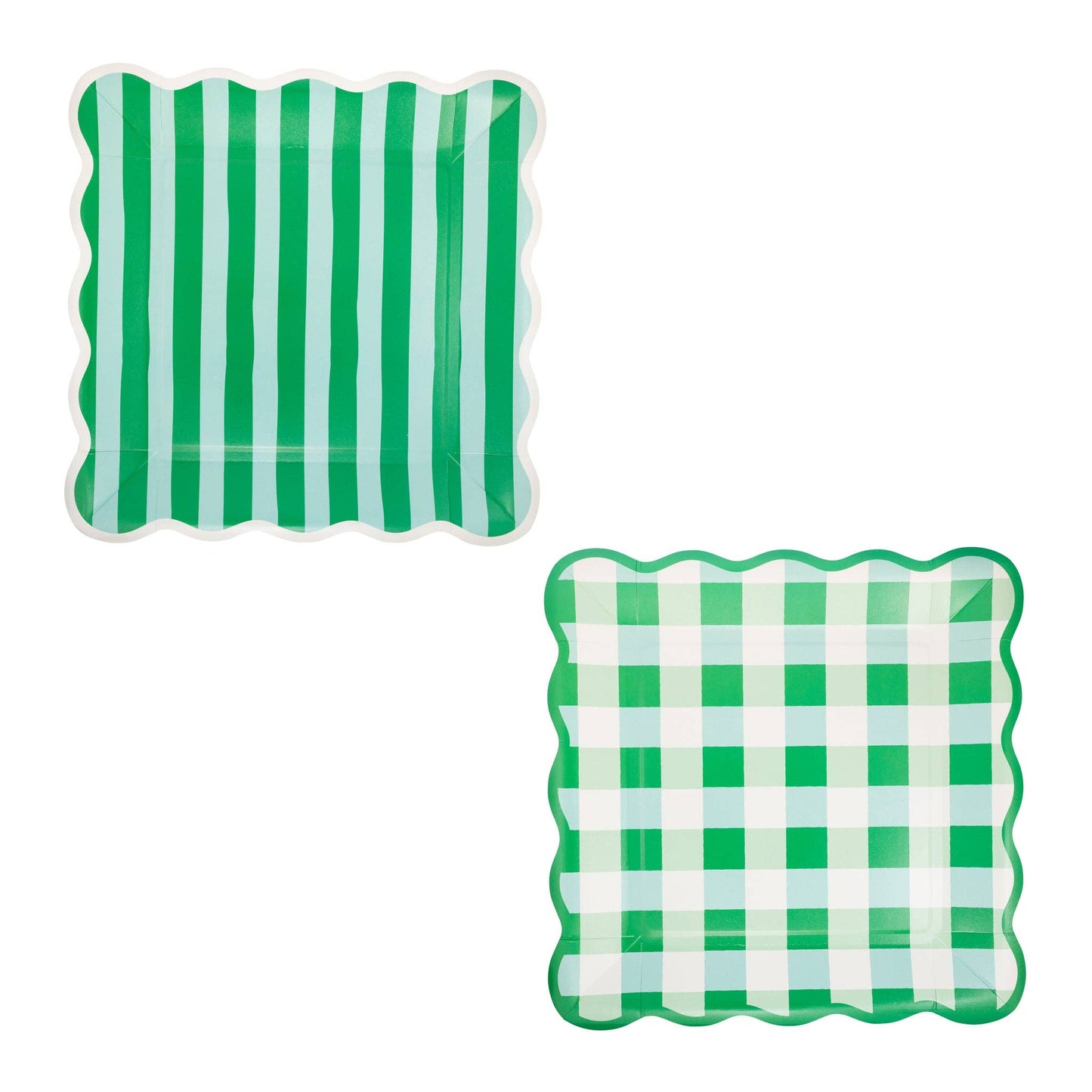Gingham & Stripes Scalloped Plates