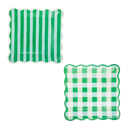 Gingham & Stripes Scalloped Plates