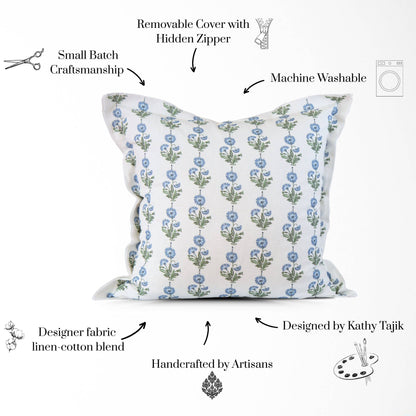 Amalthea Blue Linen Square Pillow